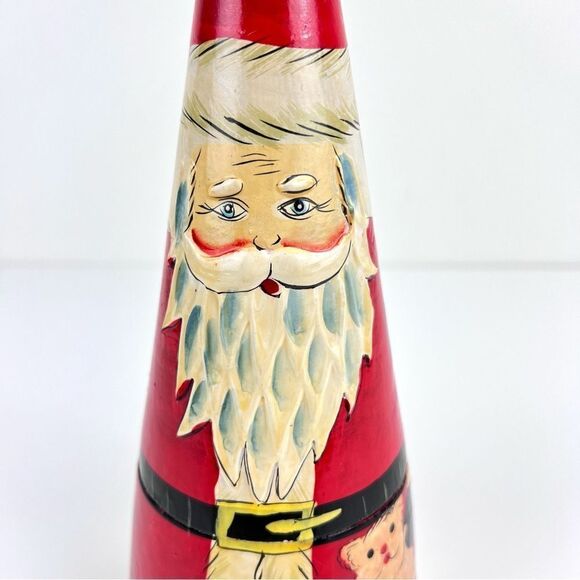 Nesting Santa Claus Christmas Wooden Doll Cone Shape Only One - Picture 5 of 9